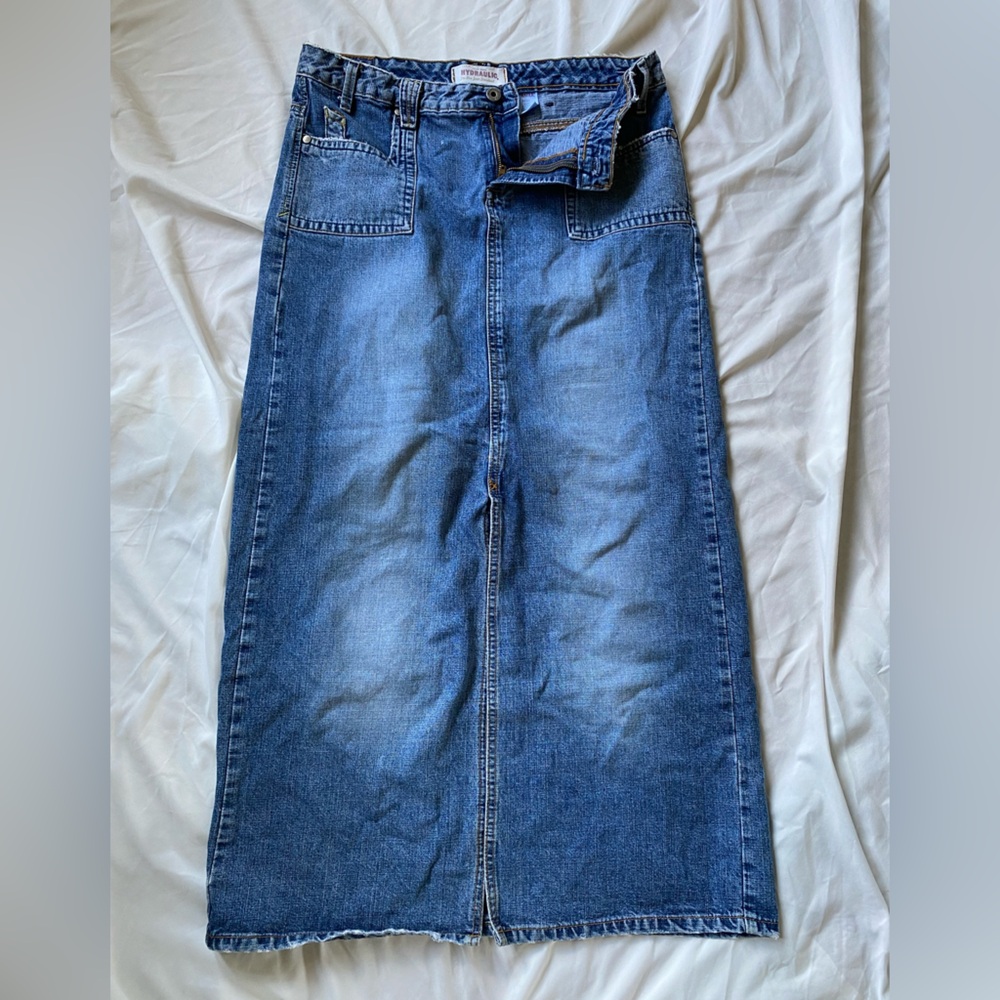 Vintage hydraulic full length denim skirt size 9/10